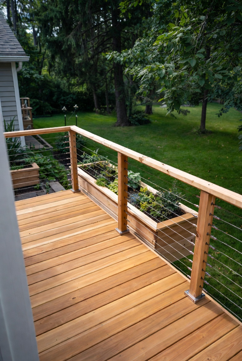 Cedar Deck with Cable Railings